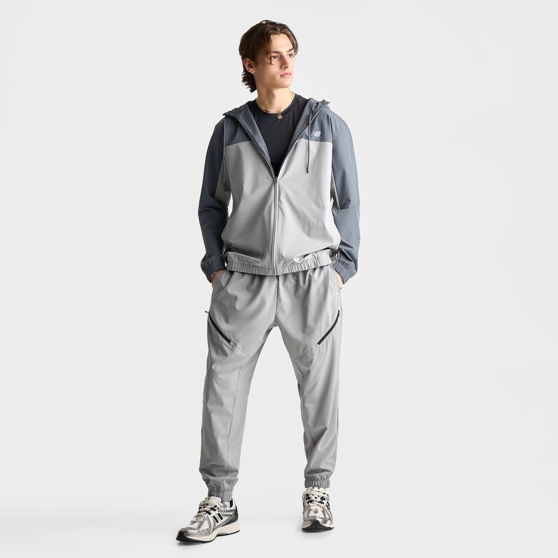 Men's New Balance Woven Zip Pocket Jogger Pants - Grey Matter