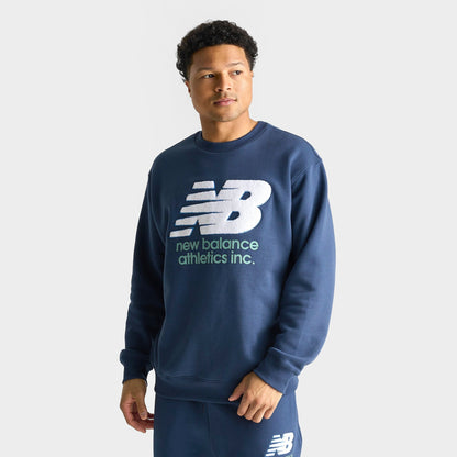 Men's New Balance Athletics Chenille Fleece Crewneck Sweatshirt - NB Blue/Teal/White