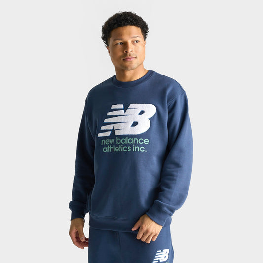 Men's New Balance Athletics Chenille Fleece Crewneck Sweatshirt - NB Blue/Teal/White