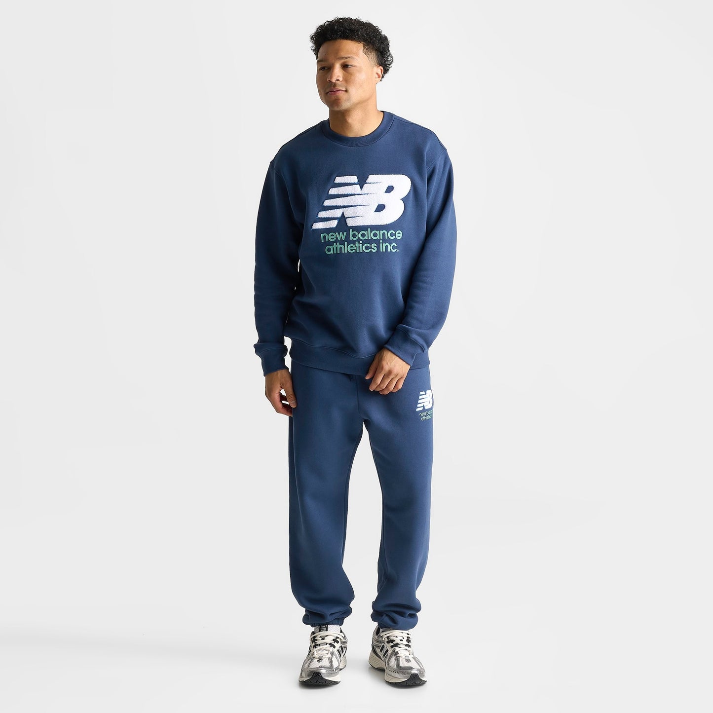 Men's New Balance Athletics Chenille Fleece Crewneck Sweatshirt - NB Blue/Teal/White