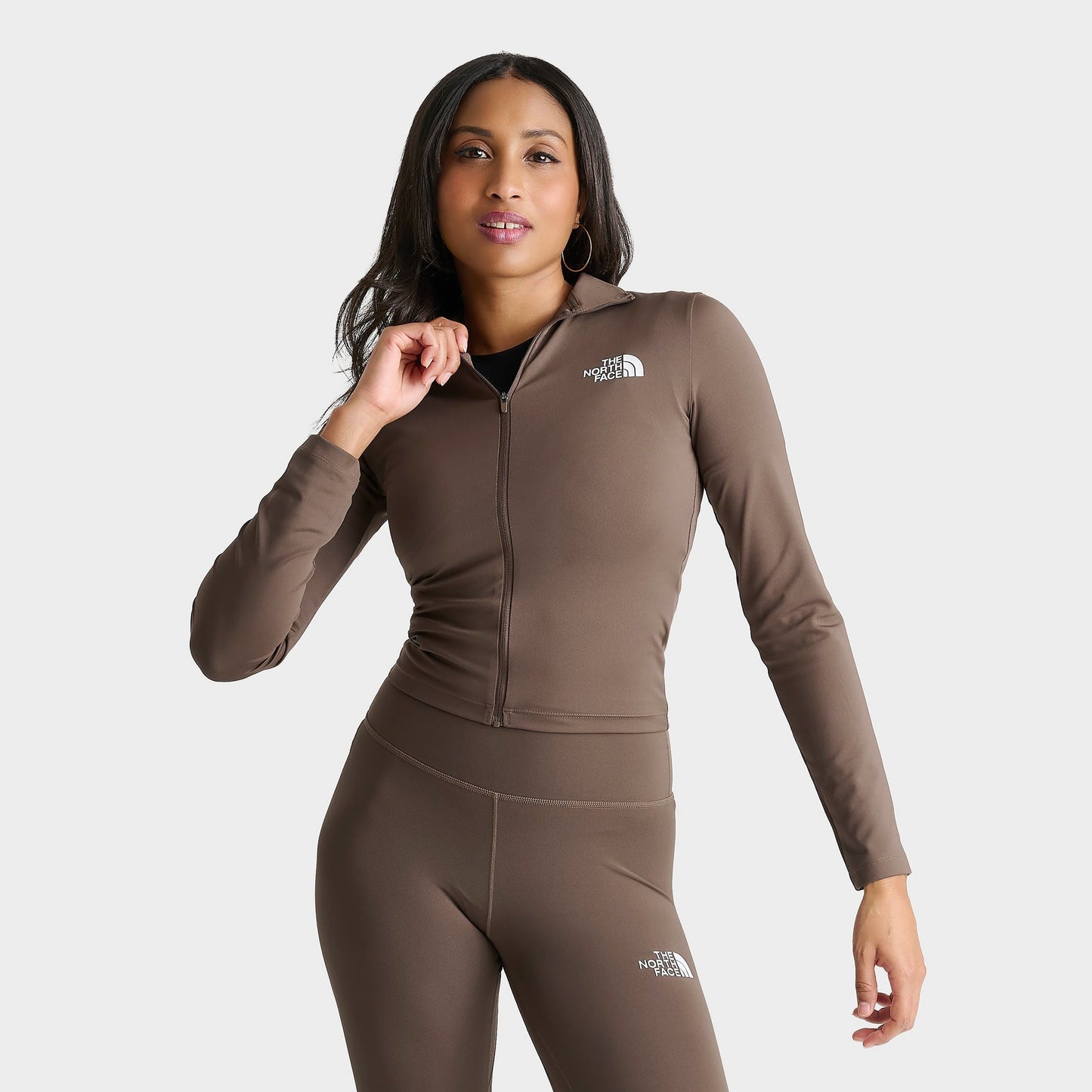Women's The North Face Performance Full-Zip Top - Smokey Brown