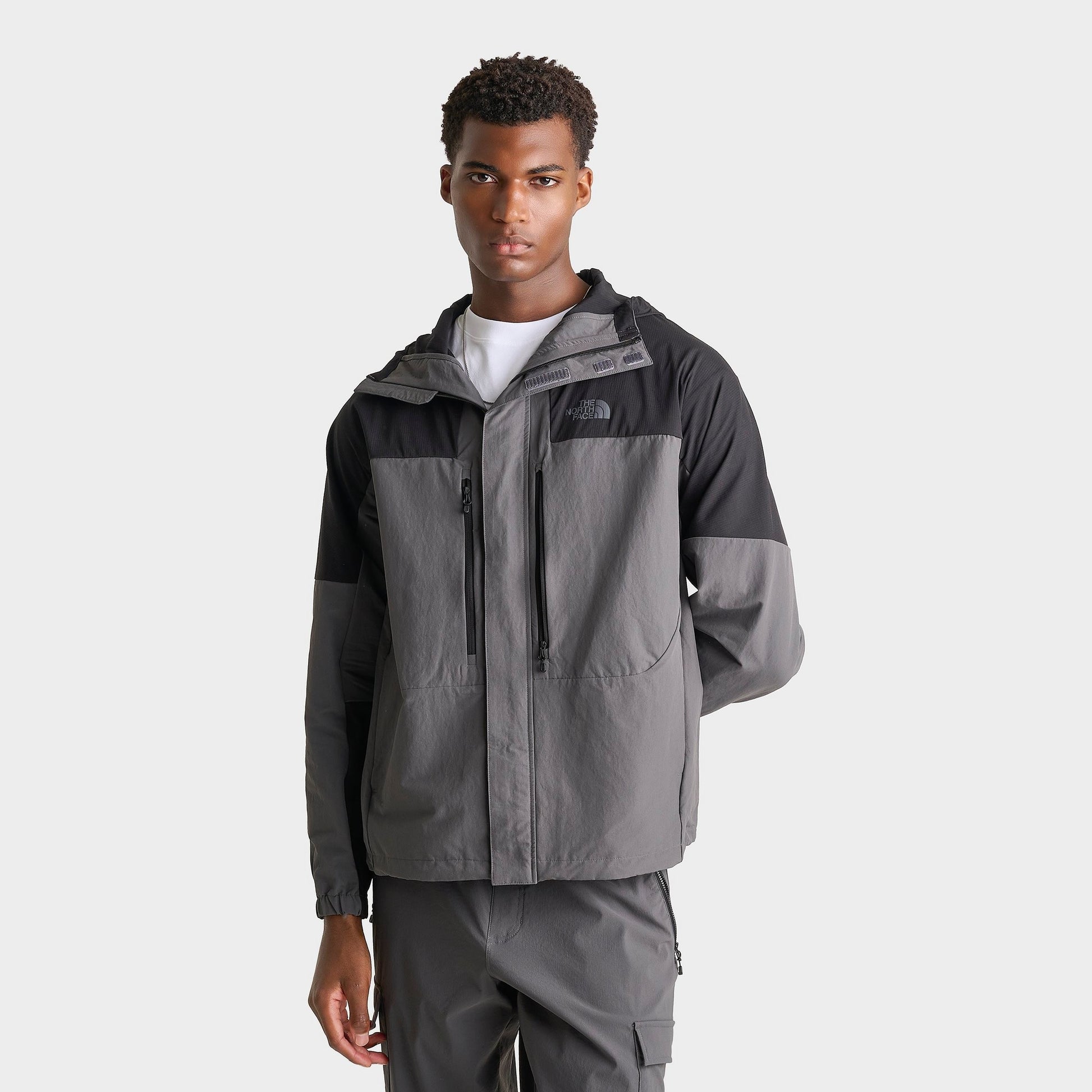 Men's The North Face Trishull Woven Full-Zip Hooded Jacket - Anthracite Grey/TNF Black