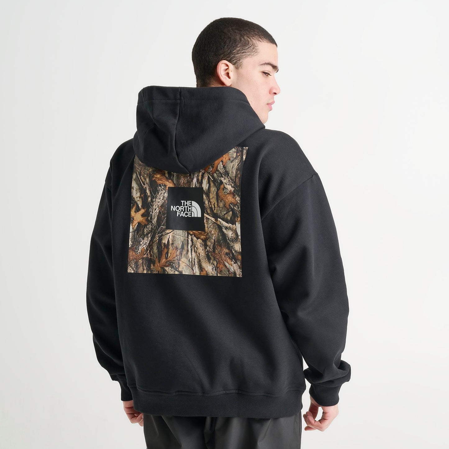 Men's The North Face Forest Print Heavyweight Oversized Pullover Hoodie - TNF Black