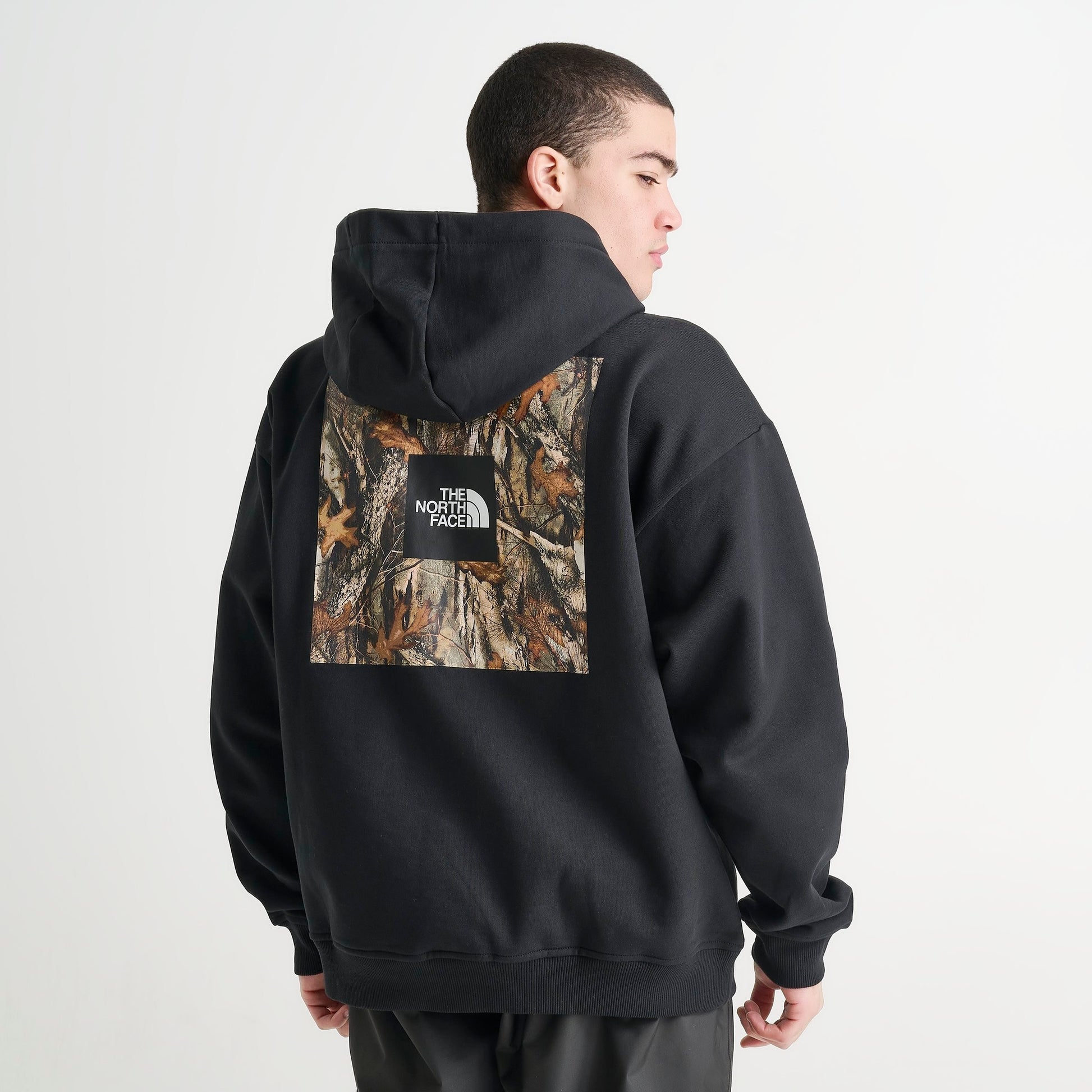 Men's The North Face Forest Print Heavyweight Oversized Pullover Hoodie - TNF Black