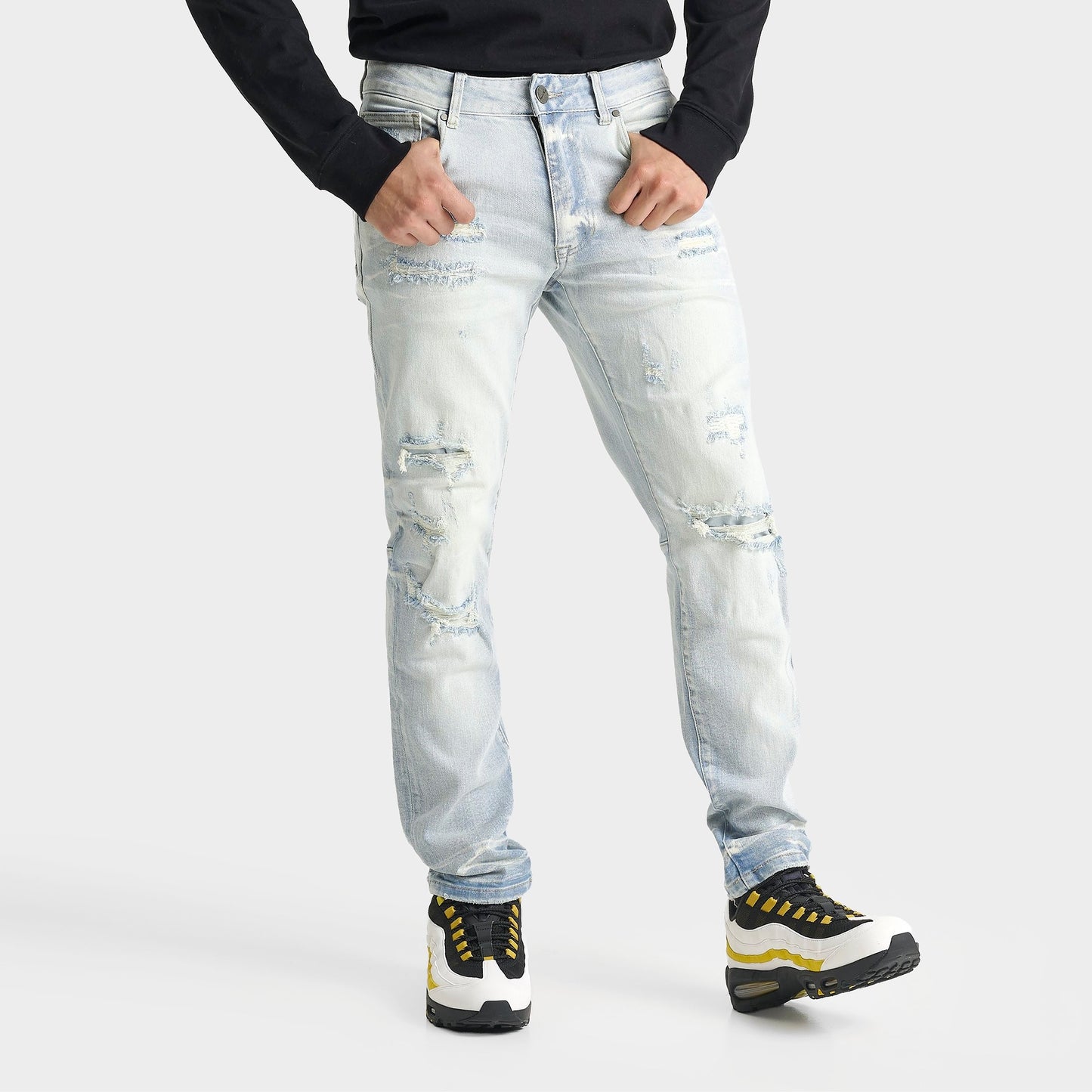 Men's Smoke Rise Distressed Slim Denim Jeans - Lotus Blue