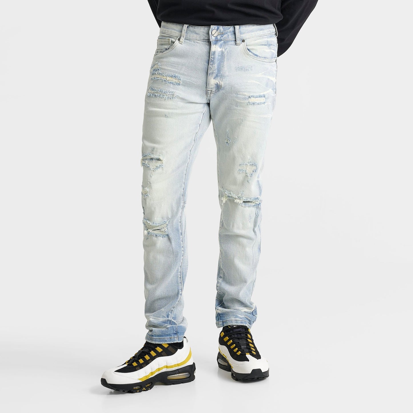 Men's Smoke Rise Distressed Slim Denim Jeans - Lotus Blue