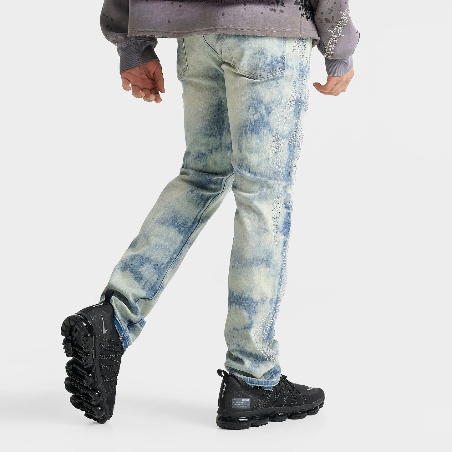 Men's Smoke Rise Rhinestone Scorpion Ripped Denim Jeans - Seville Blue