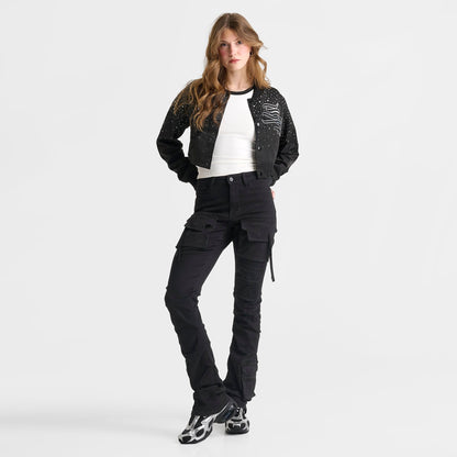 Women's Smoke Rise Cameron Celestial Bomber Jacket - Black