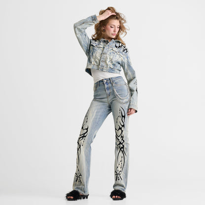 Women's Smoke Rise Ruby Heart High-Rise Bootcut Jeans - Seville Blue