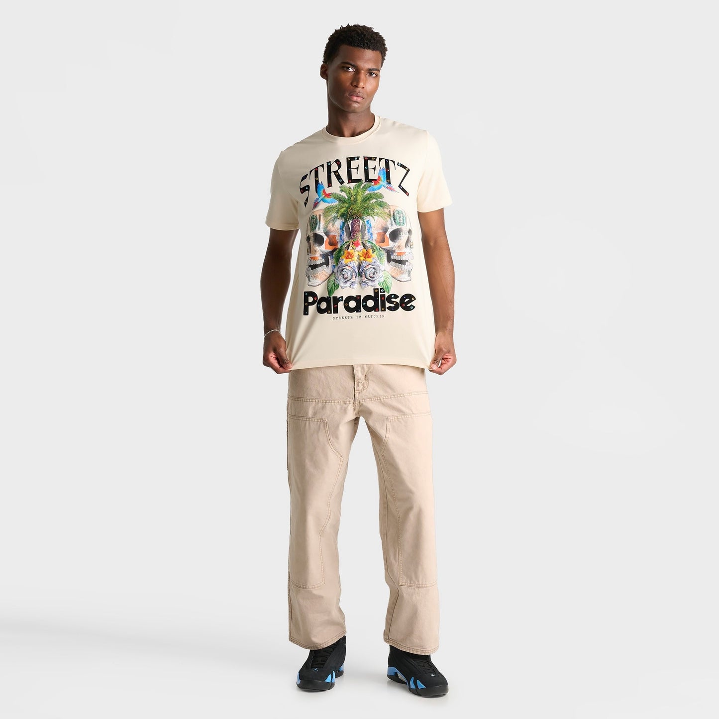 Men's Streetz Iz Watchin Streetz Paradise T-Shirt - Cream
