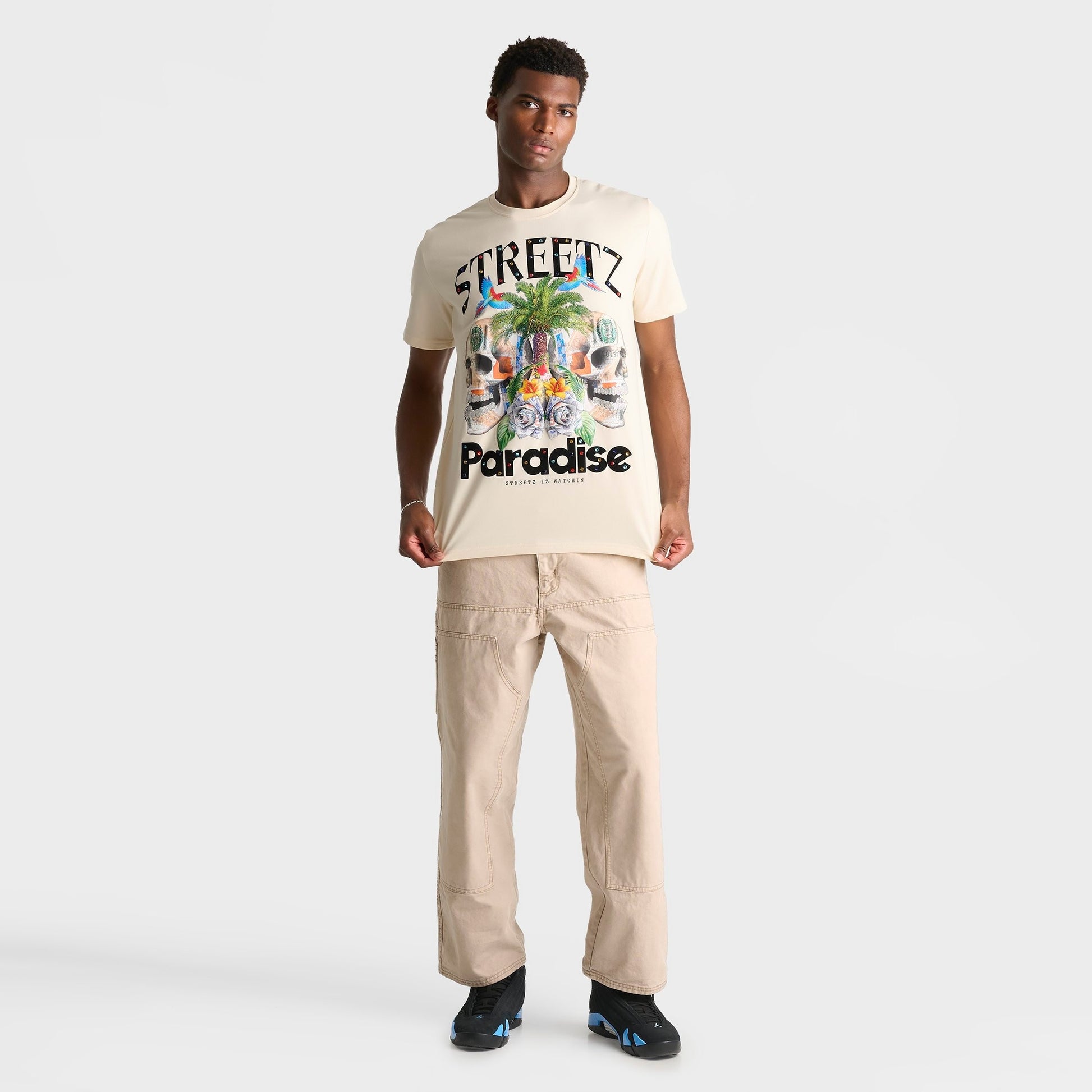 Men's Streetz Iz Watchin Streetz Paradise T-Shirt - Cream