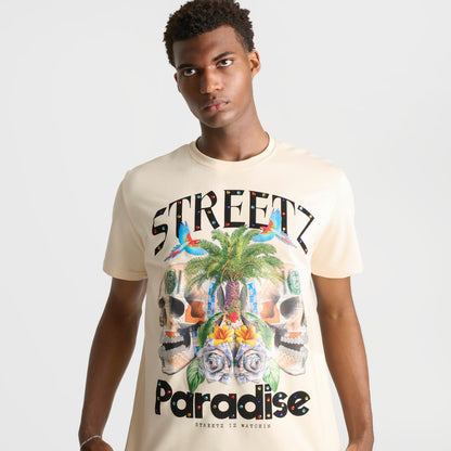 Men's Streetz Iz Watchin Streetz Paradise T-Shirt - Cream
