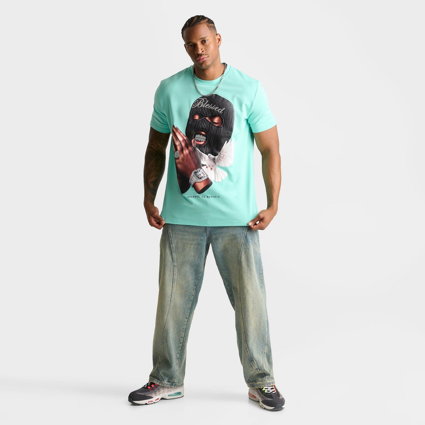 Men's Streetz Iz Watchin Blessed T-Shirt - Mint