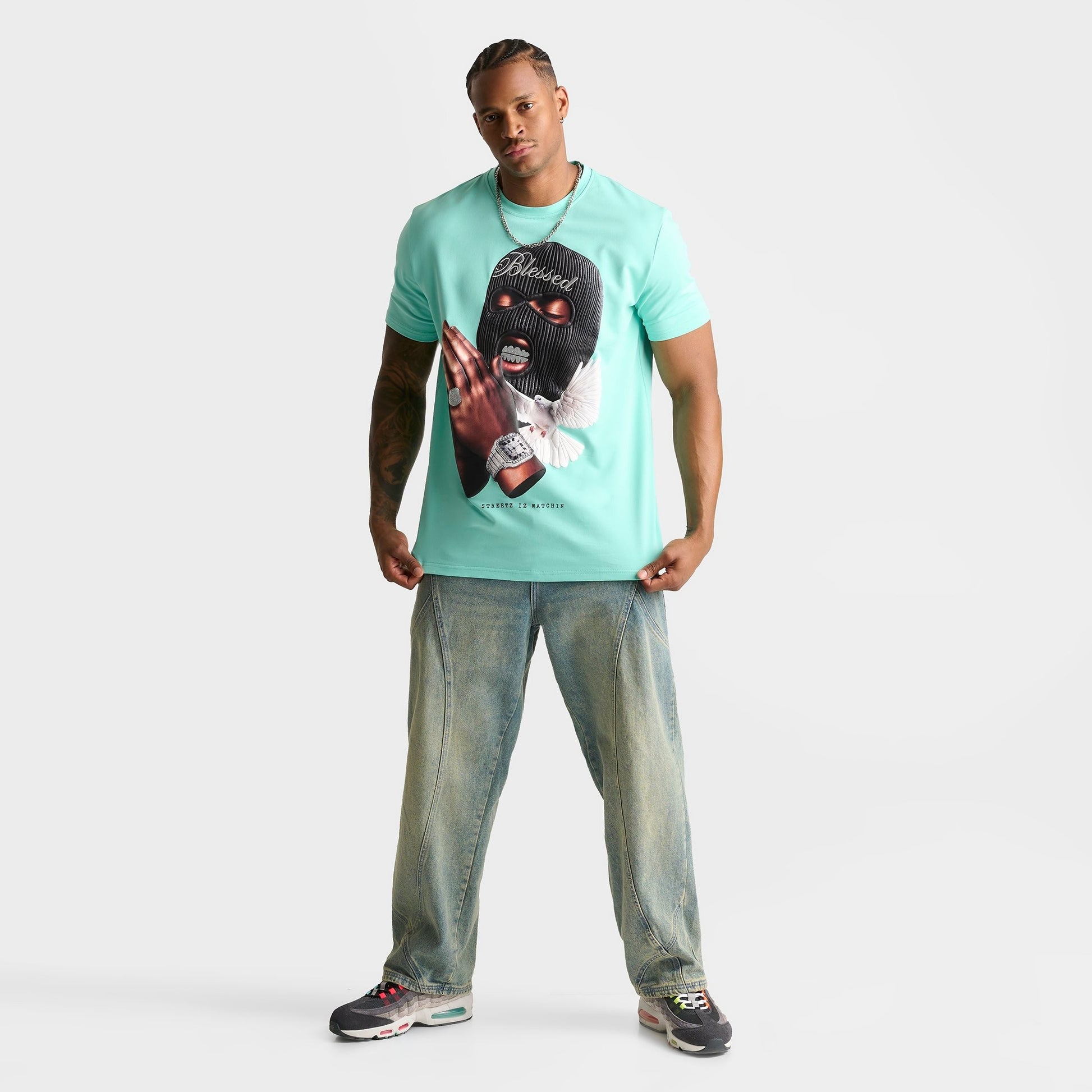 Men's Streetz Iz Watchin Blessed T-Shirt - Mint