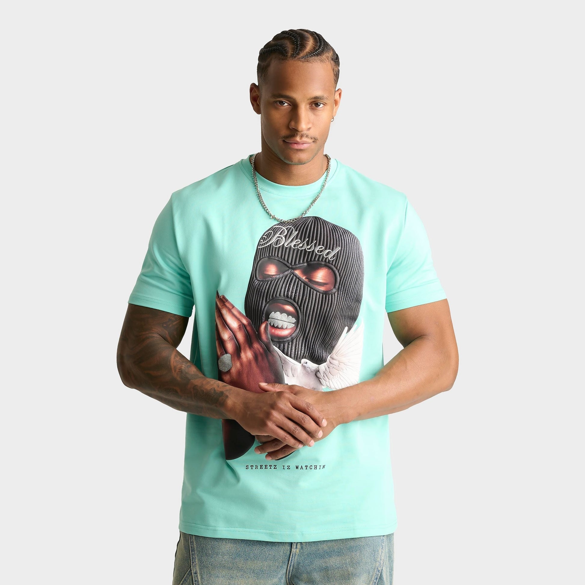 Men's Streetz Iz Watchin Blessed T-Shirt - Mint