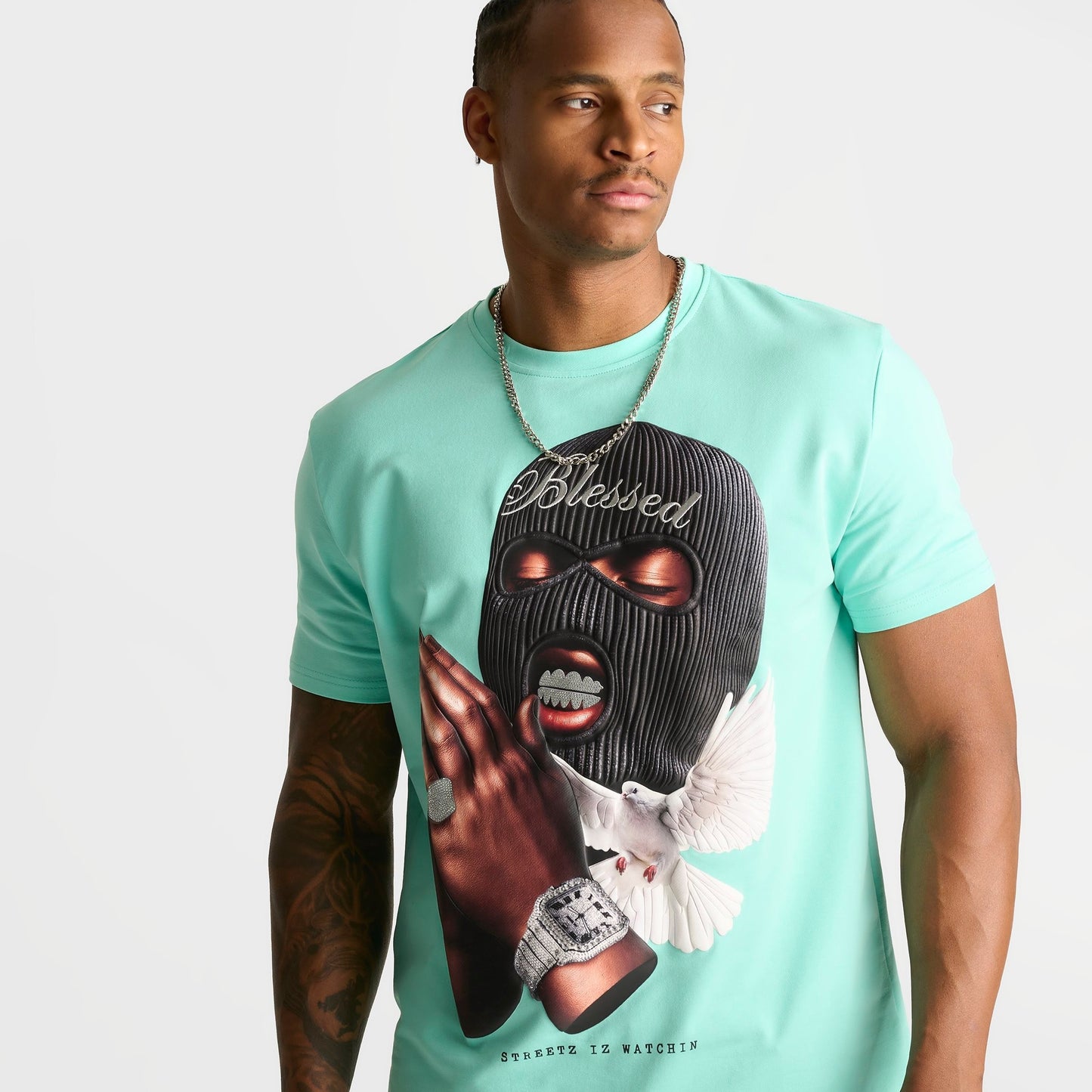 Men's Streetz Iz Watchin Blessed T-Shirt - Mint