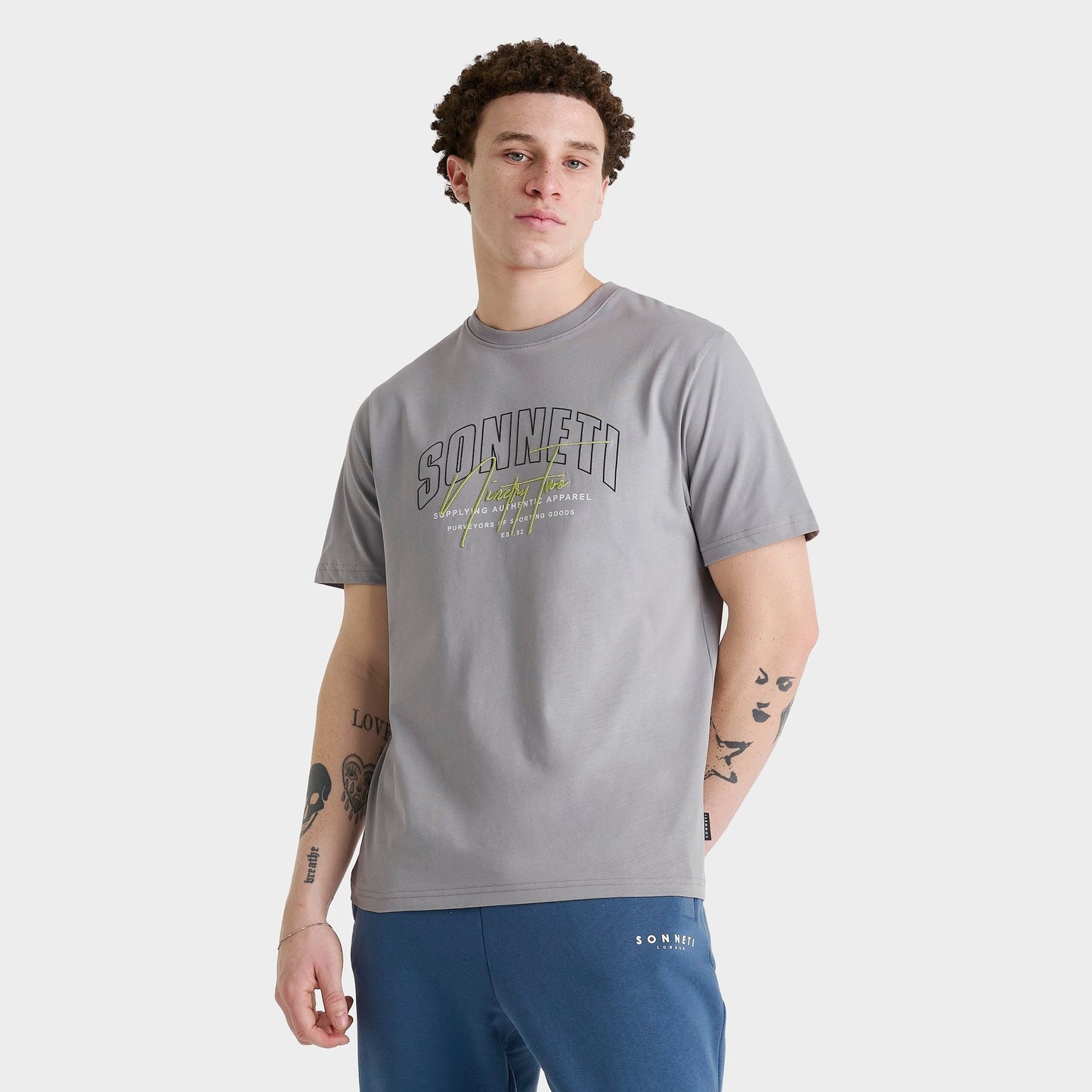Men's Sonneti Champ T-Shirt - Grey/Acid Lime/Black