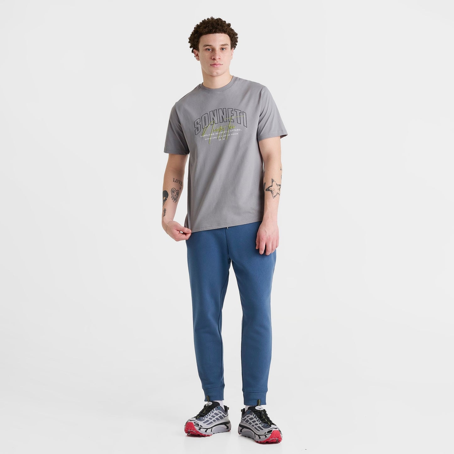 Men's Sonneti Champ T-Shirt - Grey/Acid Lime/Black
