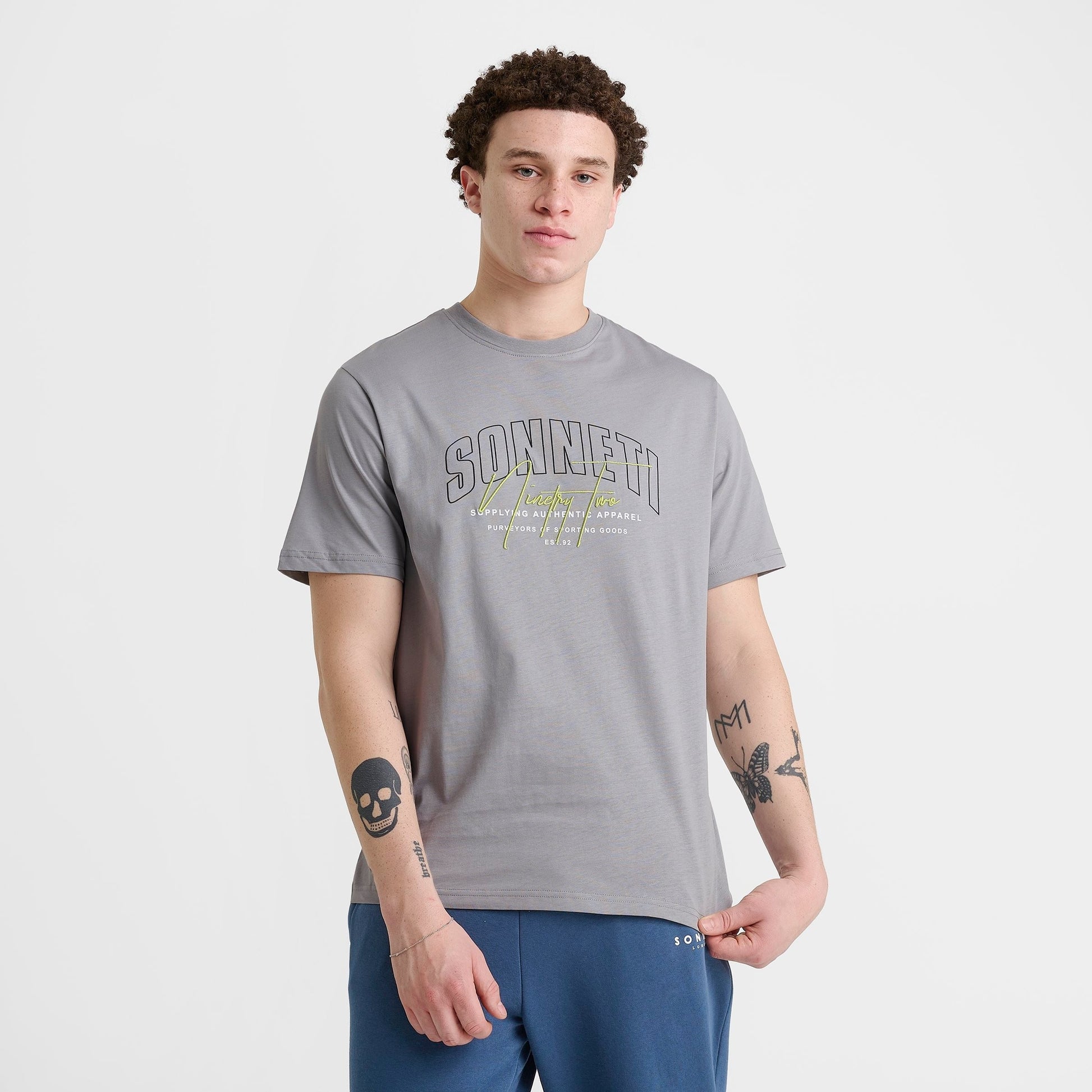 Men's Sonneti Champ T-Shirt - Grey/Acid Lime/Black