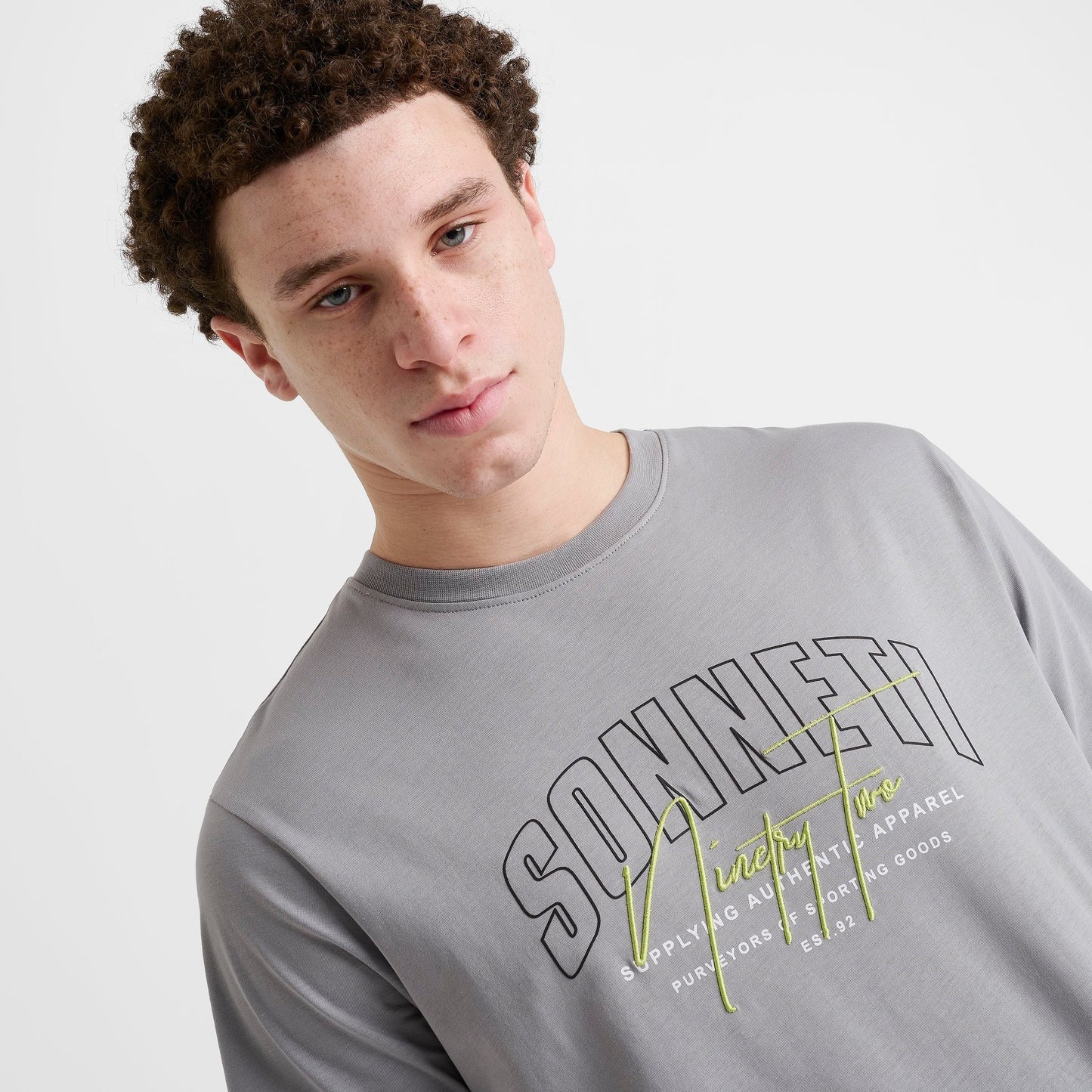 Men's Sonneti Champ T-Shirt - Grey/Acid Lime/Black