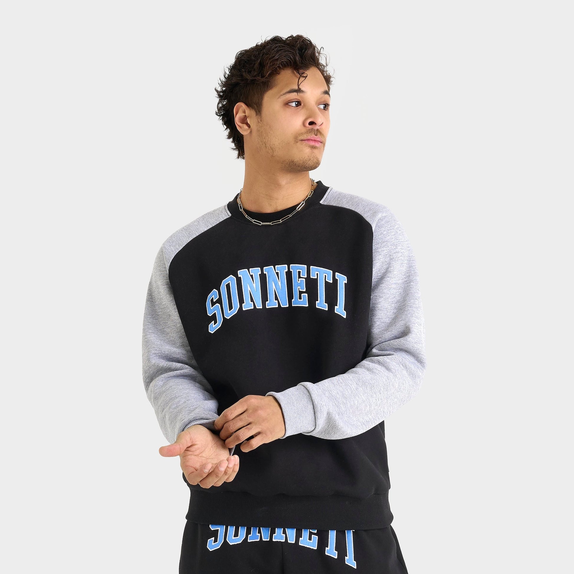 Men's Sonneti Kilo Fleece Crewneck Sweatshirt - Black/Grey/Marina Blue