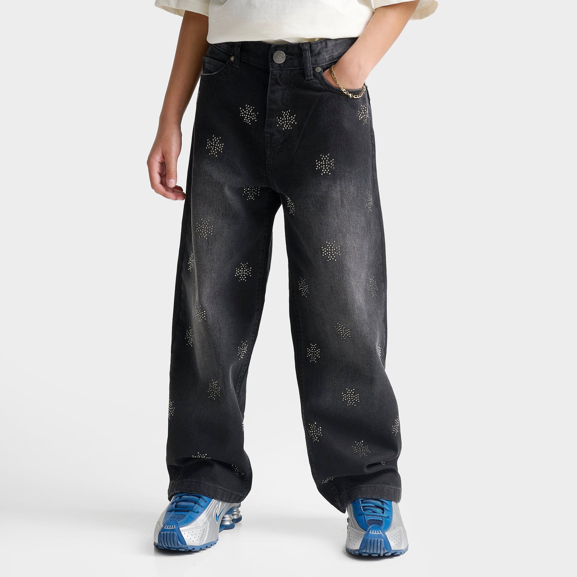 Big Kids' Supply & Demand Harv Rhinestone Denim Jeans - Washed Black Denim