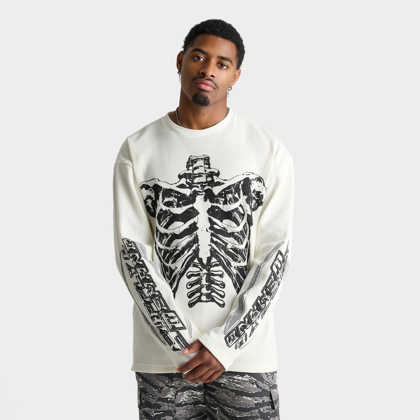 Men's Supply & Demand Bonez Graphic Long-Sleeve Thermal Shirt - Natural White