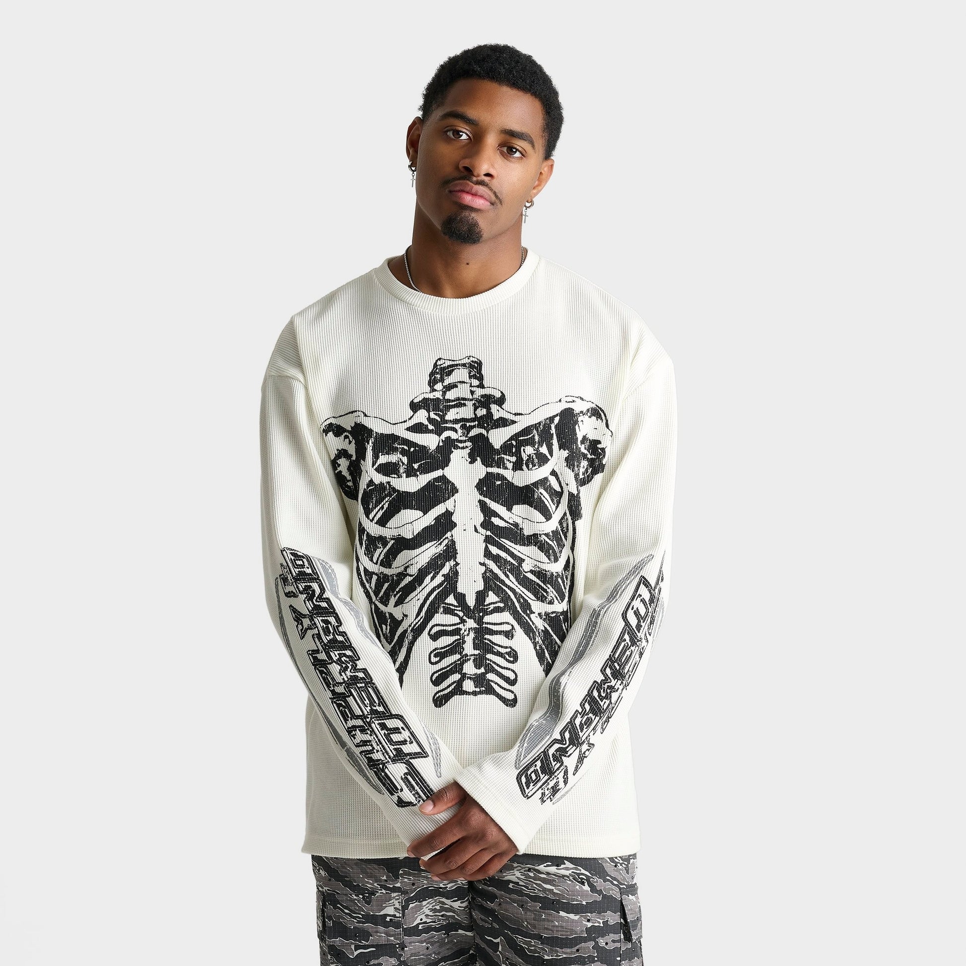Men's Supply & Demand Bonez Graphic Long-Sleeve Thermal Shirt - Natural White