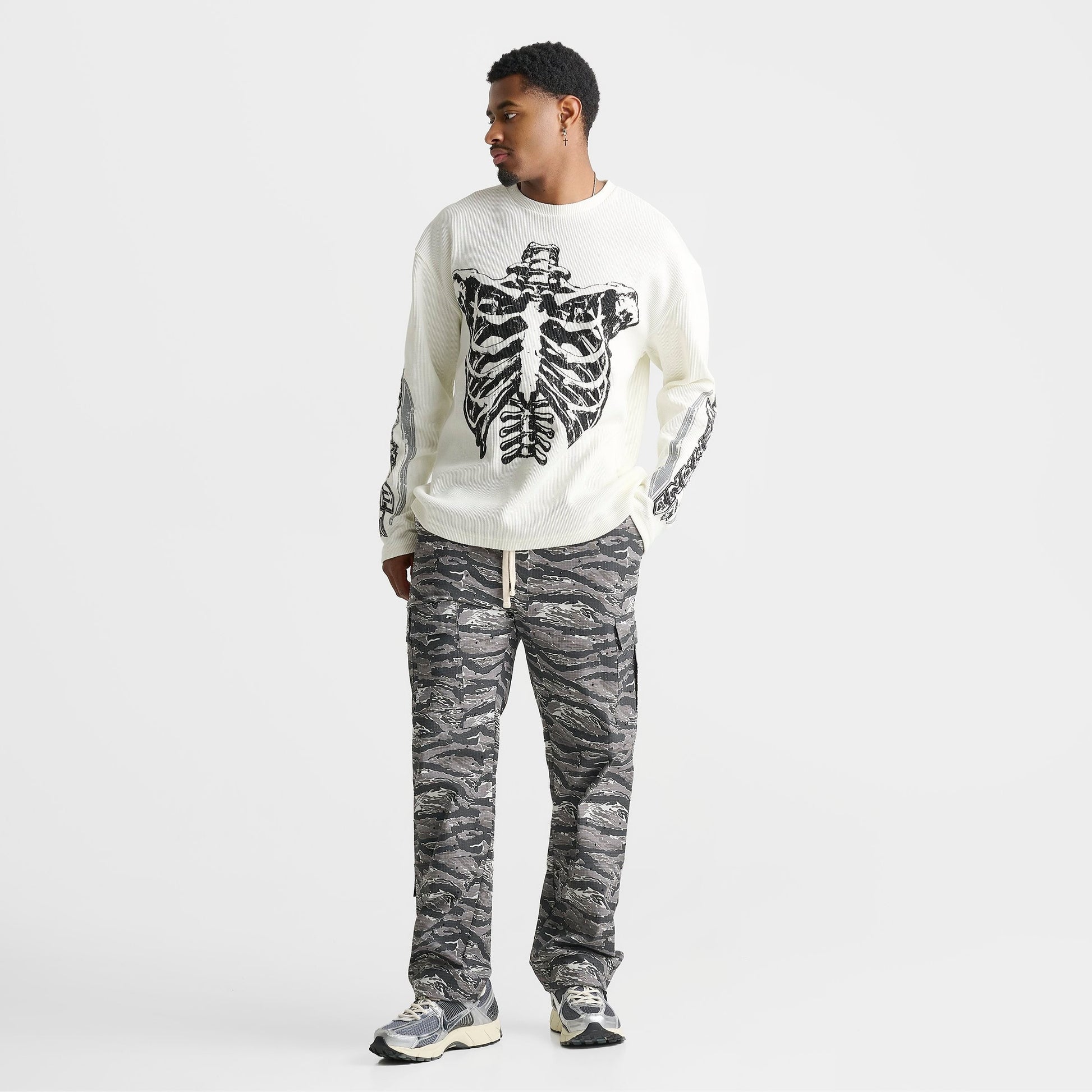 Men's Supply & Demand Bonez Graphic Long-Sleeve Thermal Shirt - Natural White