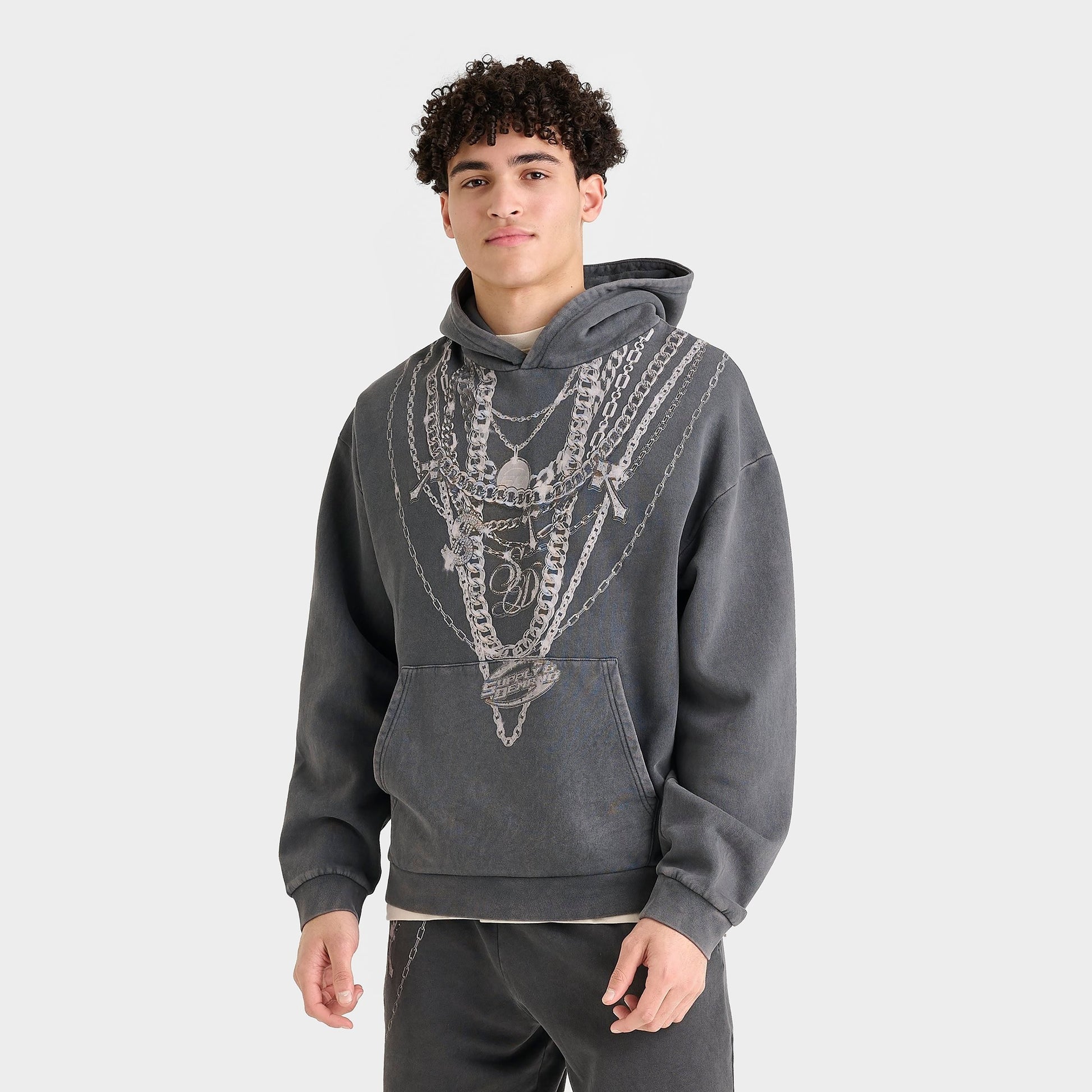 Men's Supply & Demand Chainz Graphic Fleece Pullover Hoodie - Faded Black