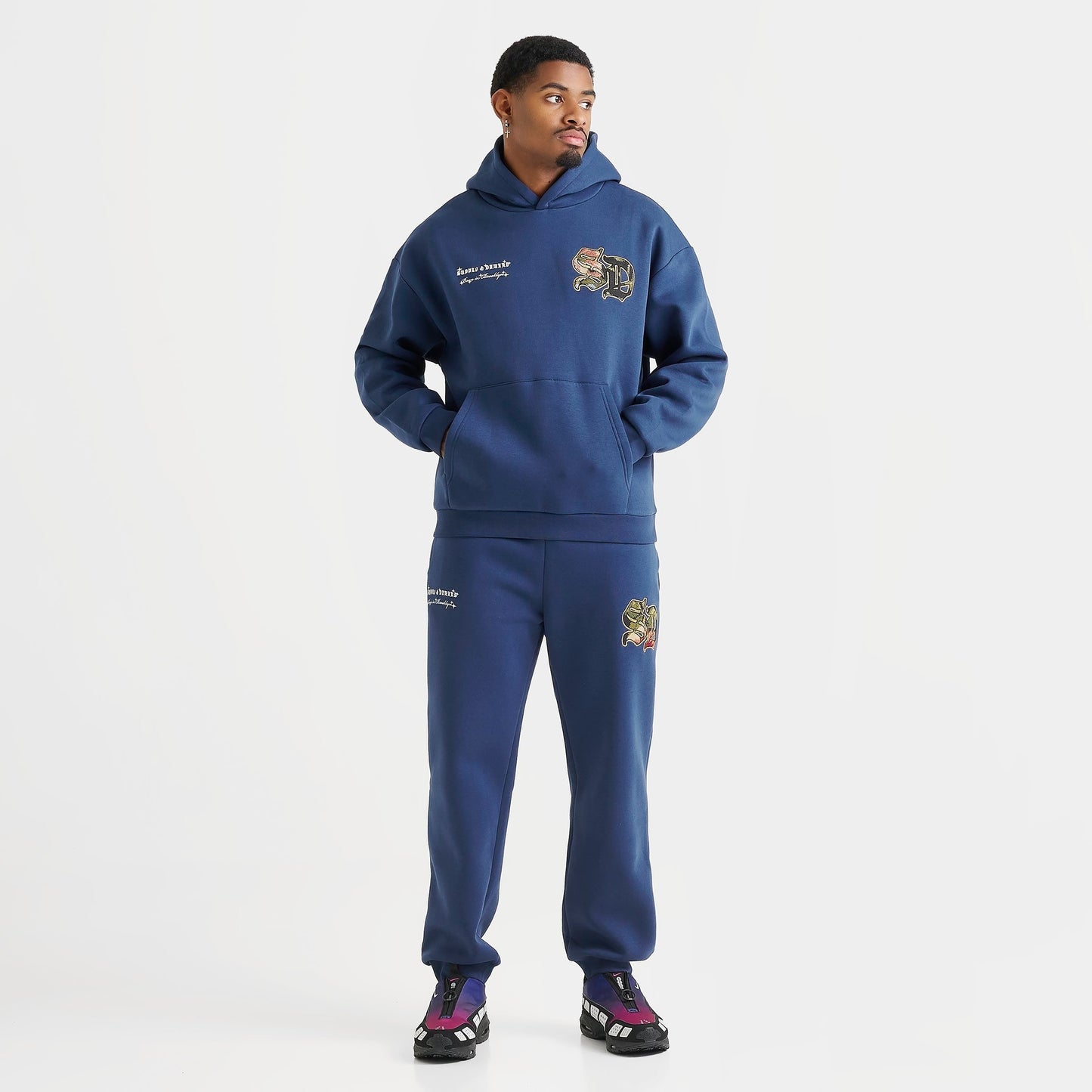 Men's Supply & Demand Floral Logo Fleece Pullover Hoodie - Navy