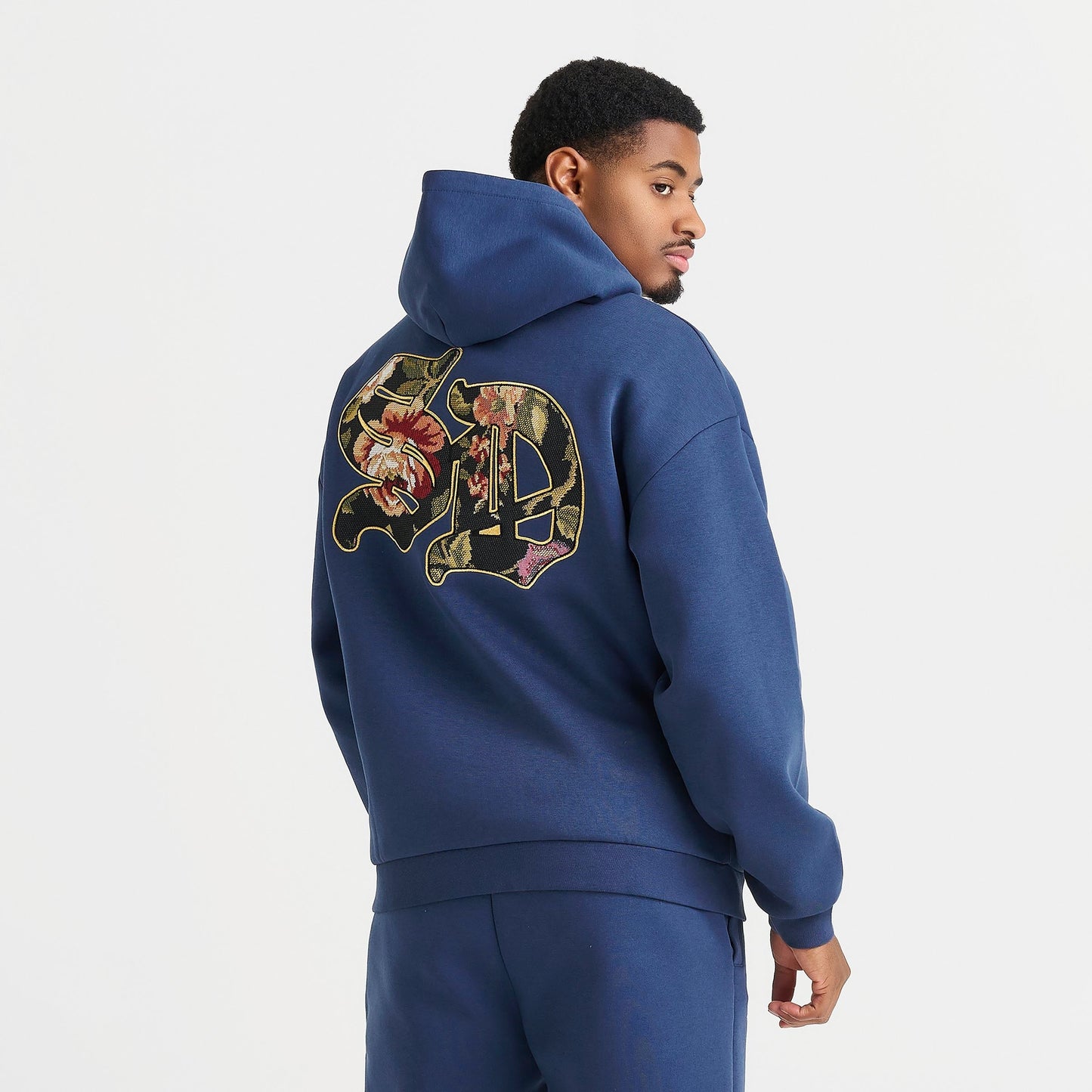 Men's Supply & Demand Floral Logo Fleece Pullover Hoodie - Navy