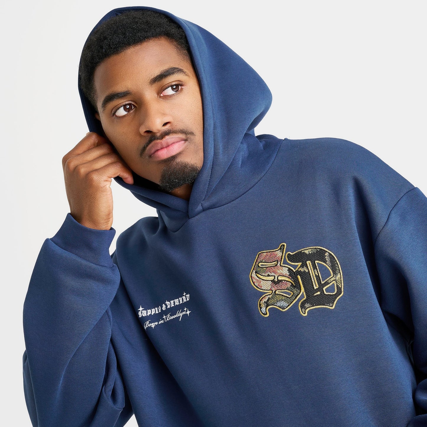 Men's Supply & Demand Floral Logo Fleece Pullover Hoodie - Navy