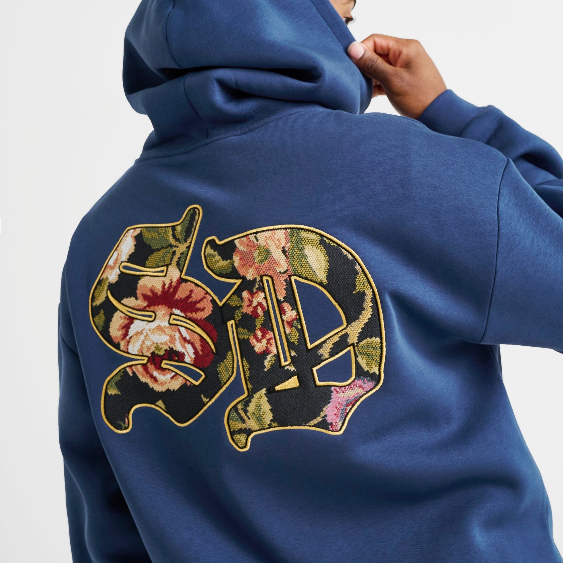 Men's Supply & Demand Floral Logo Fleece Pullover Hoodie - Navy