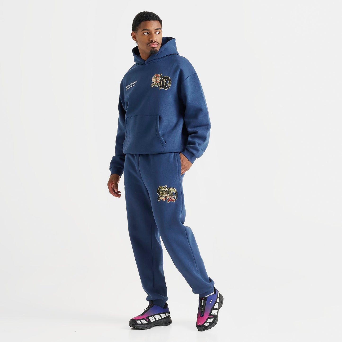 Men's Supply & Demand Floral Logo Fleece Jogger Pants - Navy