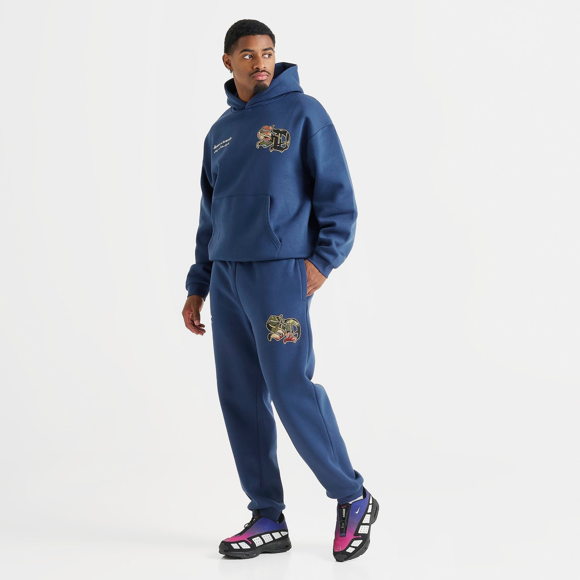 Men's Supply & Demand Floral Logo Fleece Jogger Pants - Navy