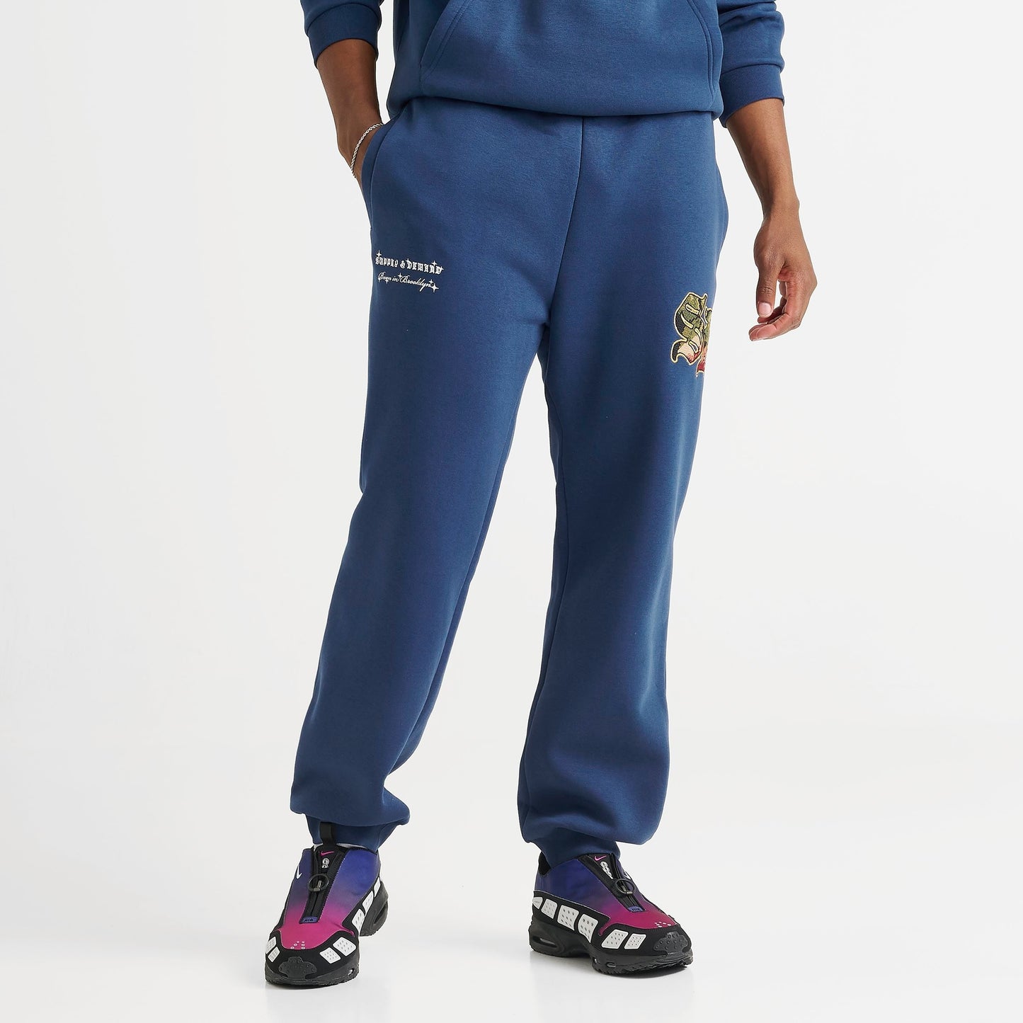 Men's Supply & Demand Floral Logo Fleece Jogger Pants - Navy