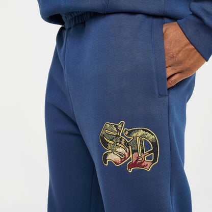 Men's Supply & Demand Floral Logo Fleece Jogger Pants - Navy
