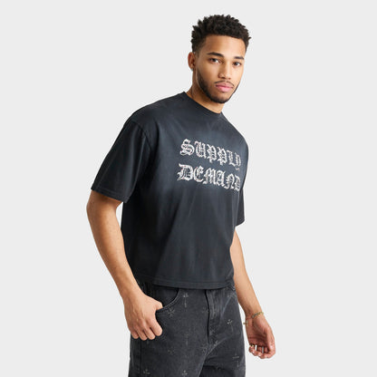 Men's Supply & Demand Glitter Crop T-Shirt - Black