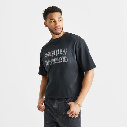 Men's Supply & Demand Glitter Crop T-Shirt - Black