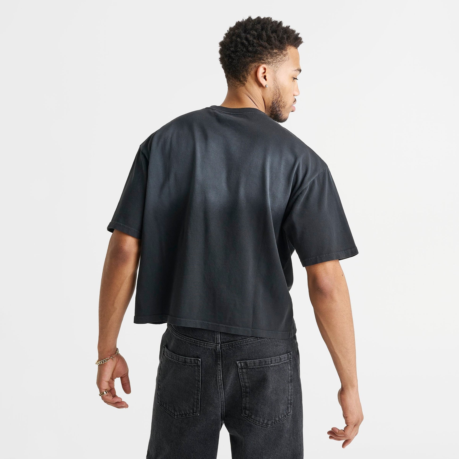Men's Supply & Demand Glitter Crop T-Shirt - Black