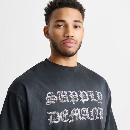 Men's Supply & Demand Glitter Crop T-Shirt - Black