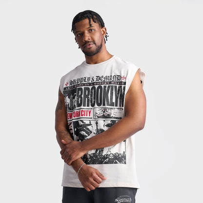 Men's Supply & Demand Tabloid Graphic Sleeveless T-Shirt - Egret