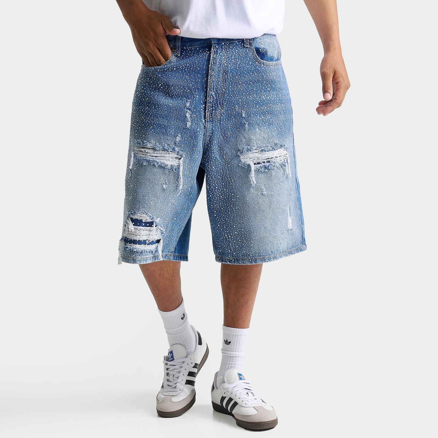 Men's Supply & Demand Depart V2 Distressed Denim Shorts - Blue Wash