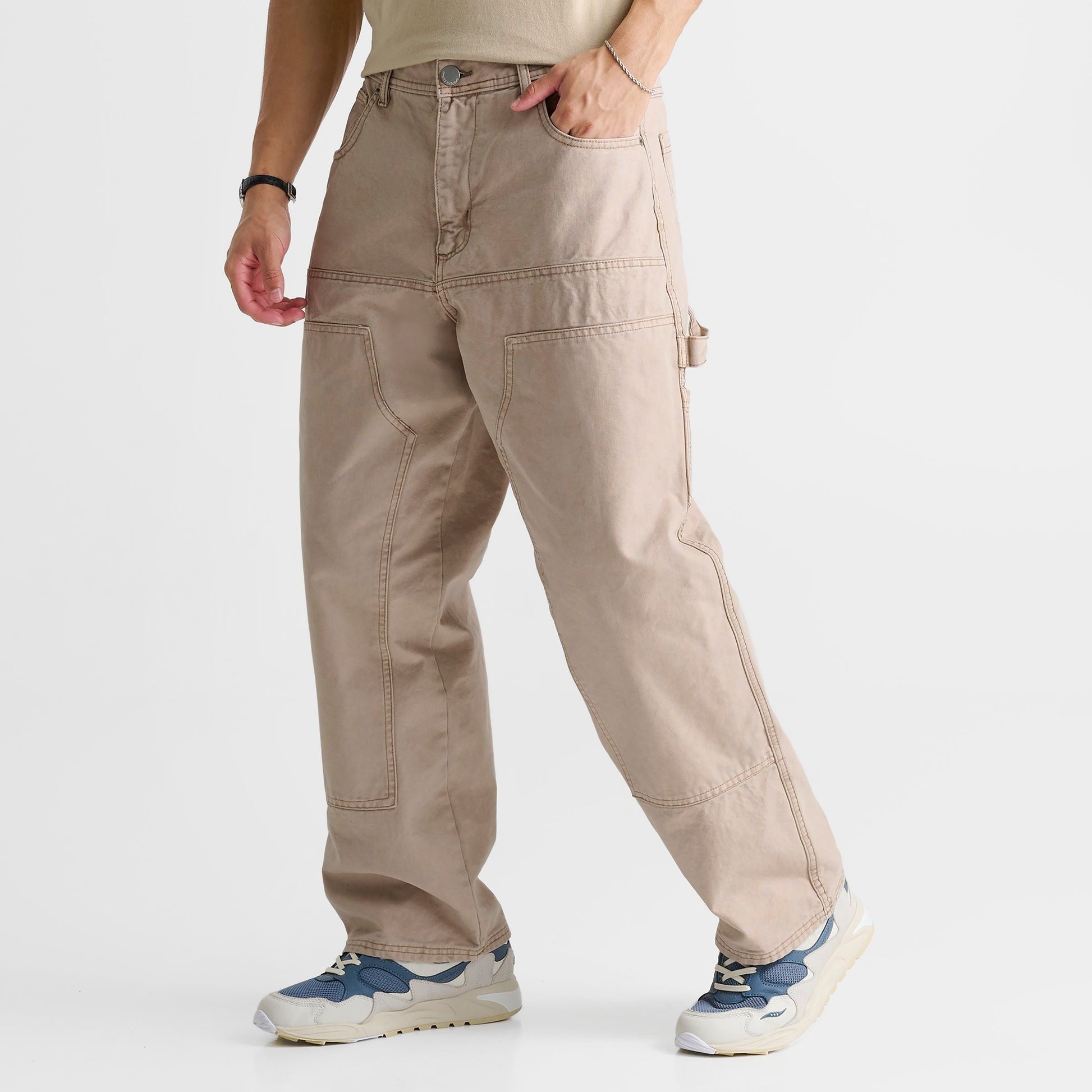 Men's Unlike Humans Krano Denim Carpenter Pants - Khaki