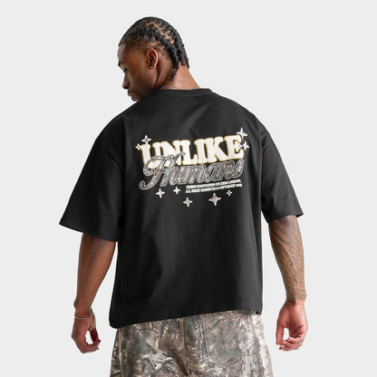 Men's Unlike Humans Steel Loose Cropped T-Shirt - Black/Camo