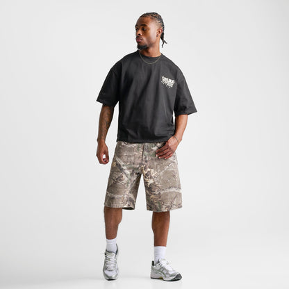 Men's Unlike Humans Steel Loose Cropped T-Shirt - Black/Camo
