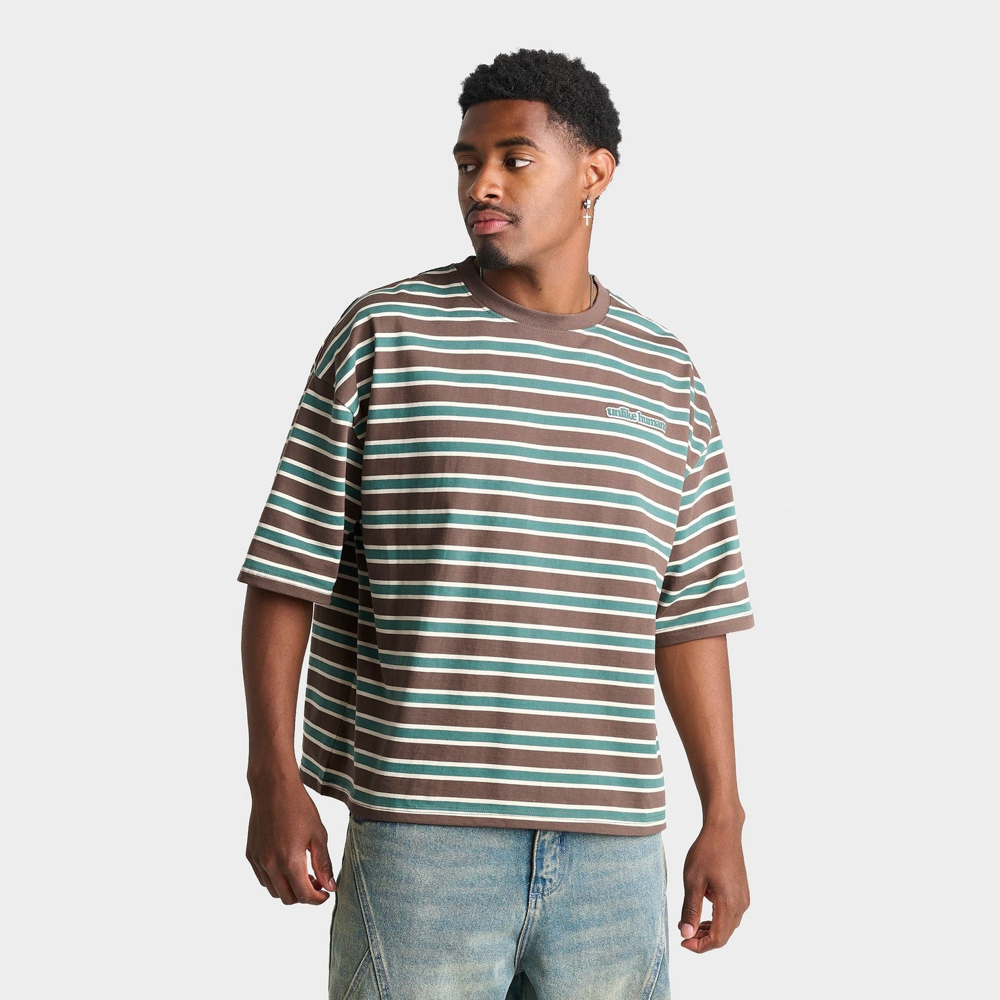 Men's Unlike Humans Jem Striped T-Shirt - Coffee Quartz