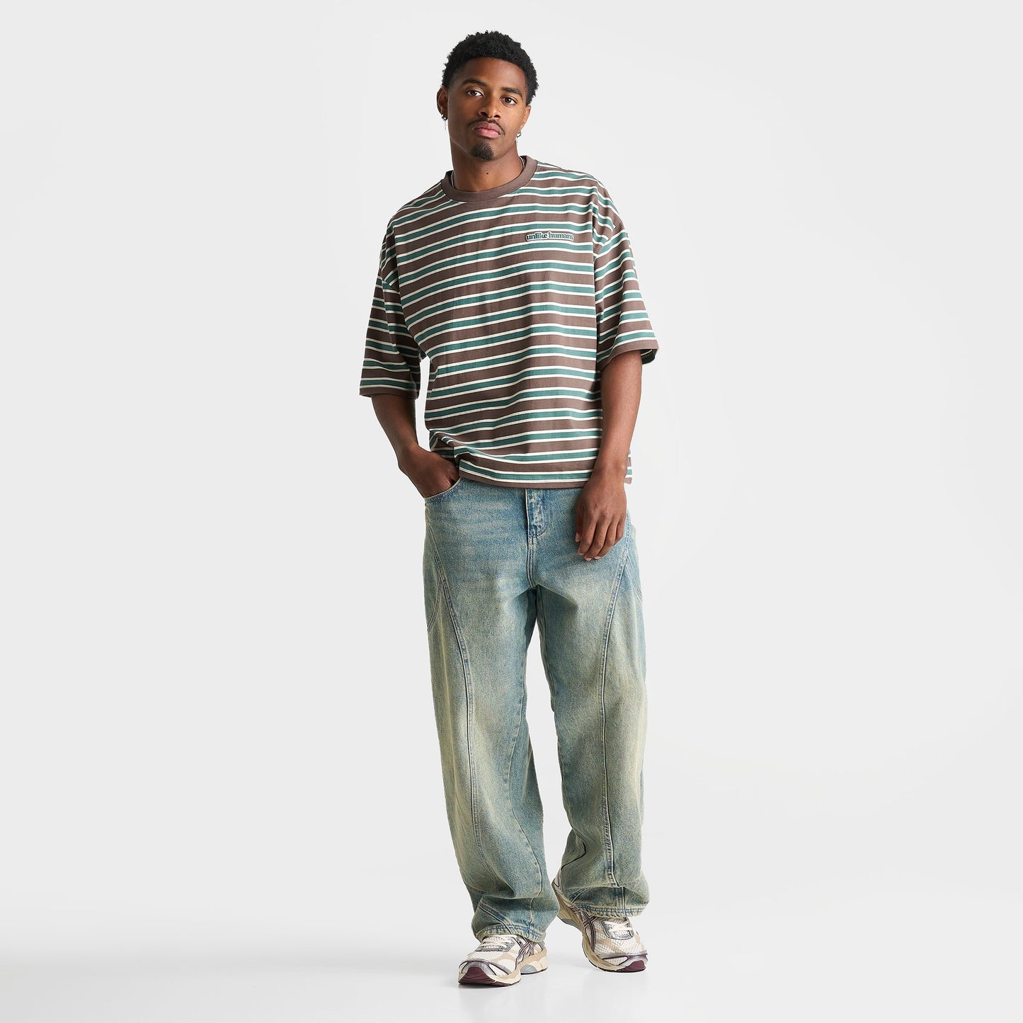 Men's Unlike Humans Jem Striped T-Shirt - Coffee Quartz