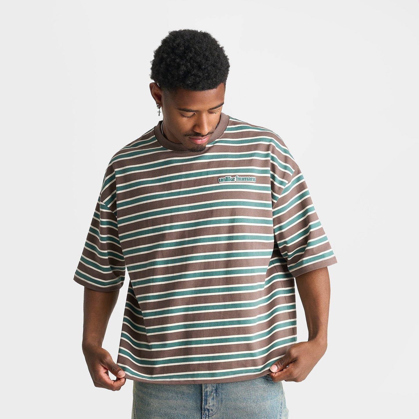 Men's Unlike Humans Jem Striped T-Shirt - Coffee Quartz